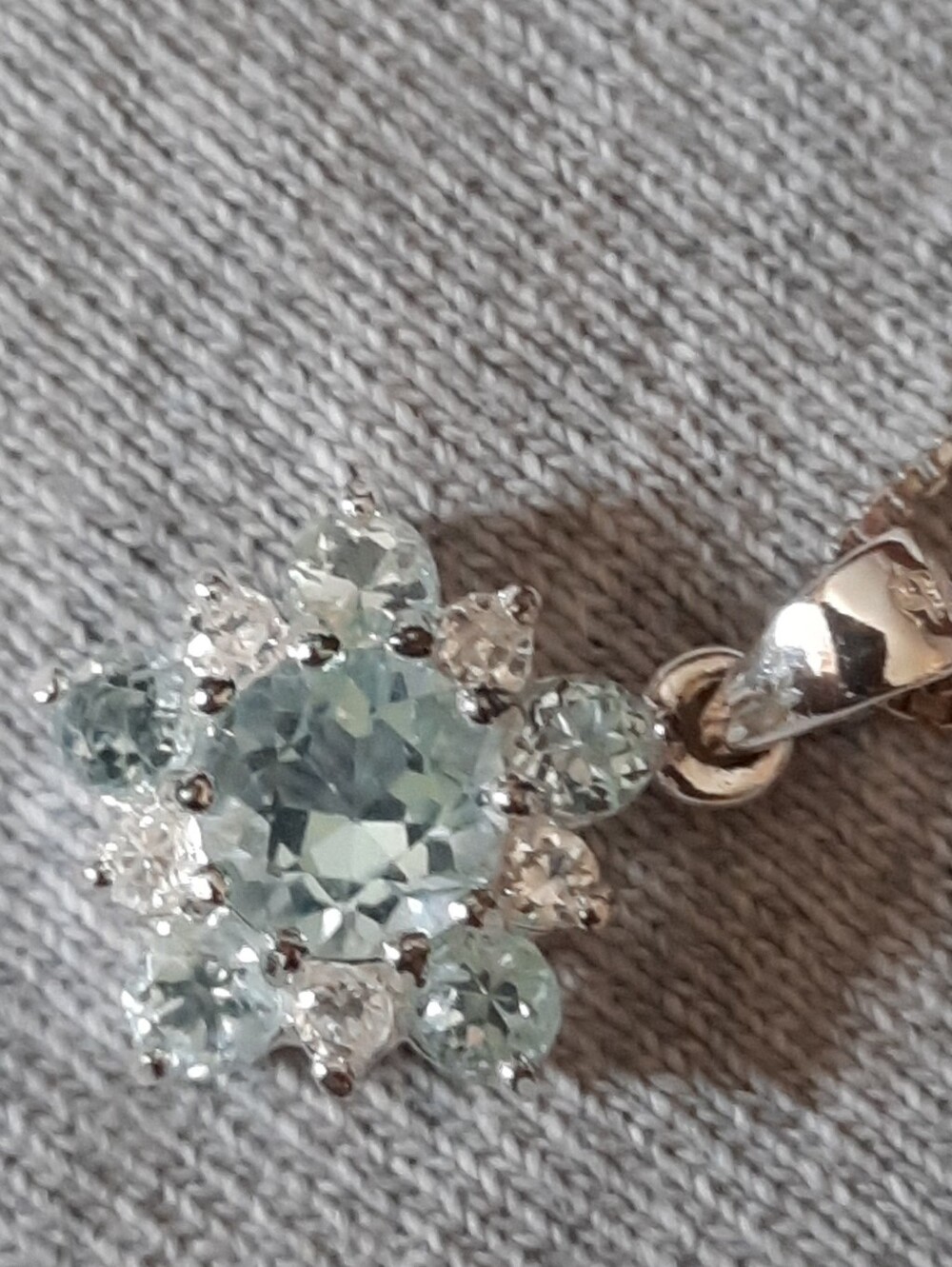 Sterling Silver Aquamarine Flower Pendant Necklace - Light Blue